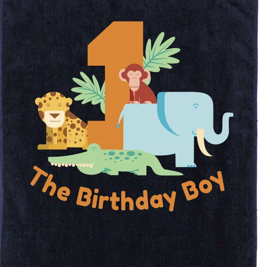 1st Birthday Boy Animal Jungle Platinum Collection Golf Towel