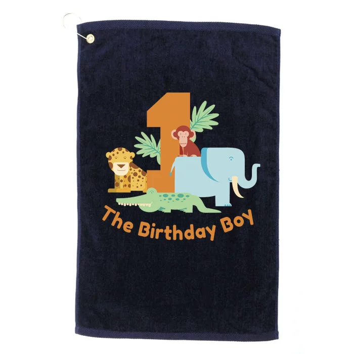 1st Birthday Boy Animal Jungle Platinum Collection Golf Towel