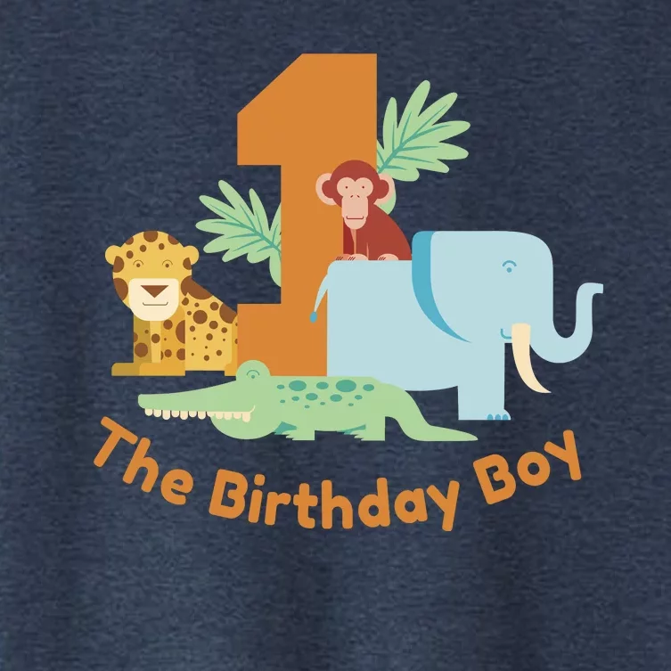 1st Birthday Boy Animal Jungle Women's Crop Top Tee