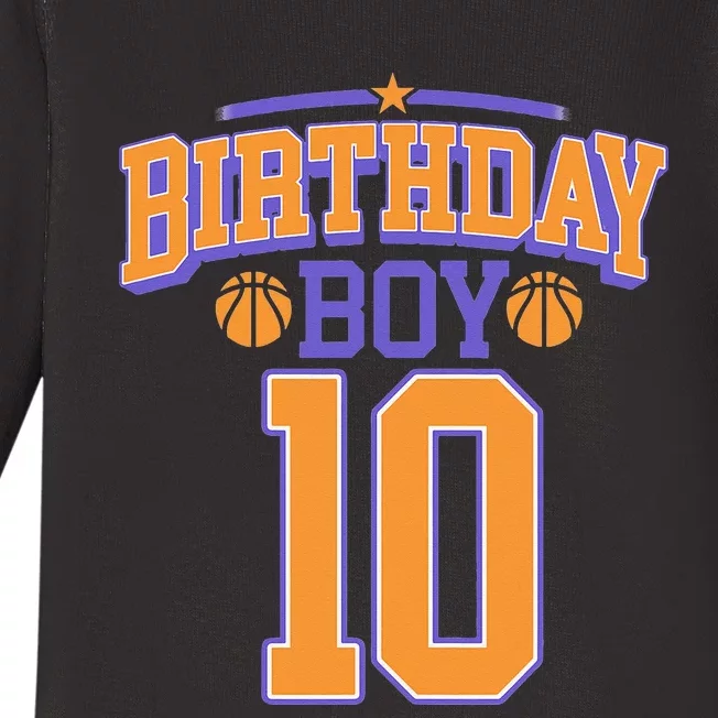 10th Birthday Basketball Lover 10 Years Old Bday Baby Long Sleeve Bodysuit