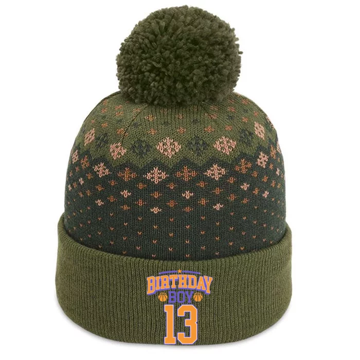 13th Birthday Basketball Lover 13 Years Old Bday The Baniff Cuffed Pom Beanie