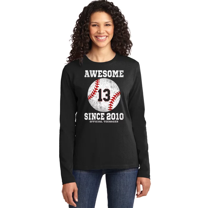 13th Birthday Baseball Player 13 Years Old O.fficial Teenager Ladies Long Sleeve Shirt