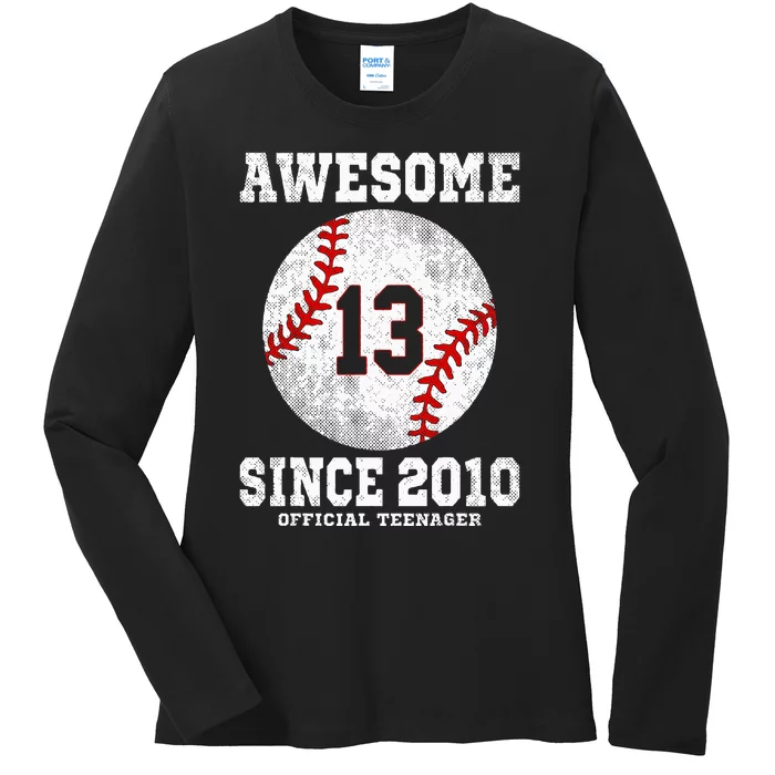 13th Birthday Baseball Player 13 Years Old O.fficial Teenager Ladies Long Sleeve Shirt