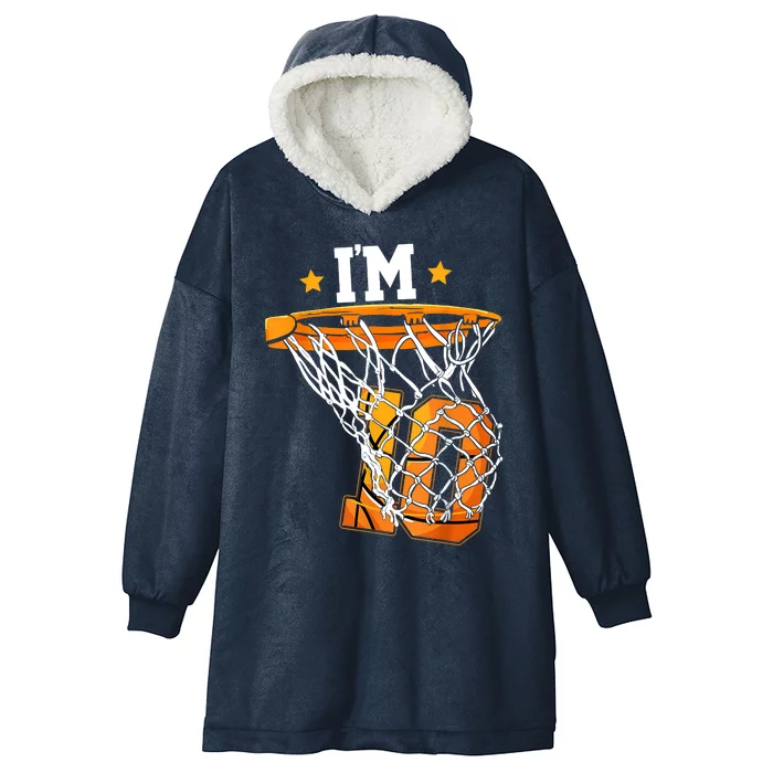 10th Birthday Basketball I'm 10 Birthday Party Hooded Wearable Blanket