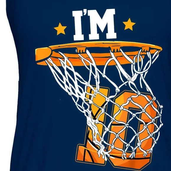 10th Birthday Basketball I'm 10 Birthday Party Ladies Essential Flowy Tank