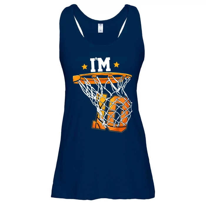 10th Birthday Basketball I'm 10 Birthday Party Ladies Essential Flowy Tank