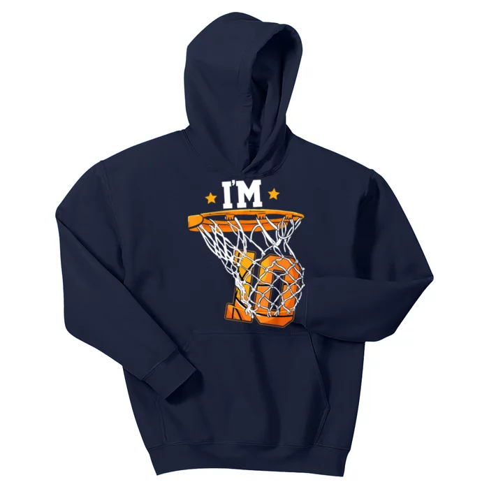 10th Birthday Basketball I'm 10 Birthday Party Kids Hoodie