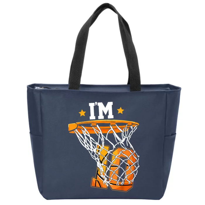 10th Birthday Basketball I'm 10 Birthday Party Zip Tote Bag