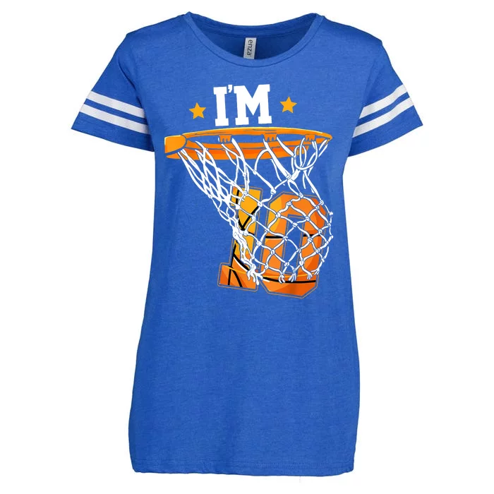 10th Birthday Basketball I'm 10 Birthday Party Enza Ladies Jersey Football T-Shirt