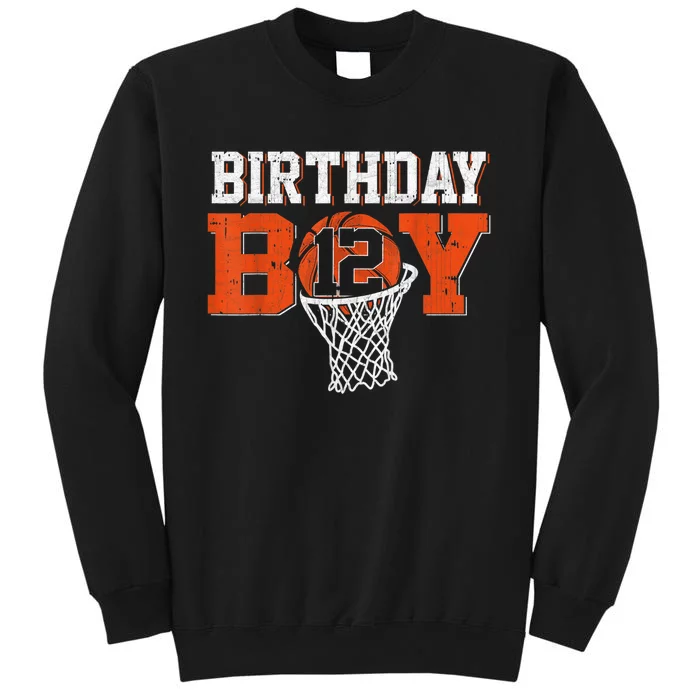 12th Birthday Boy Basketball Lover 12 Years Old Bday Tall Sweatshirt