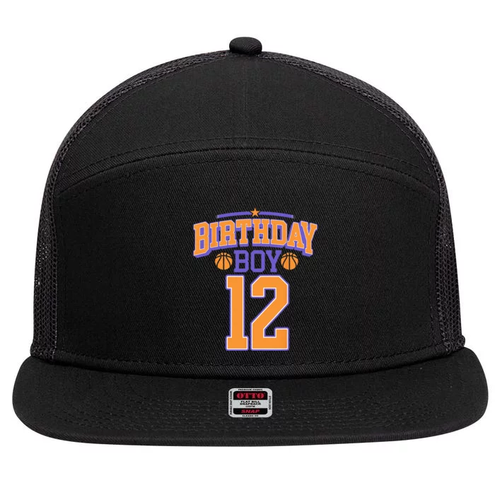 12th Birthday Boy Basketball Lover 12 Years Old Bday 7 Panel Mesh Trucker Snapback Hat