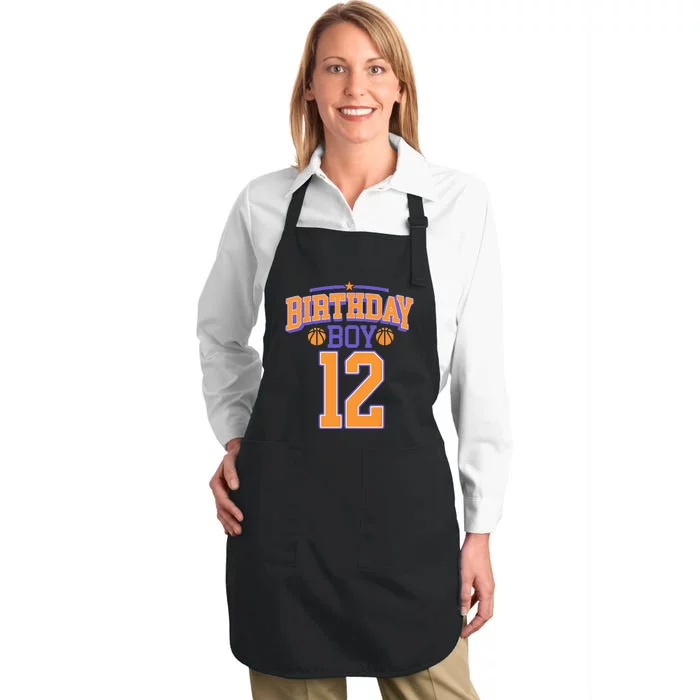 12th Birthday Boy Basketball Lover 12 Years Old Bday Full-Length Apron With Pocket