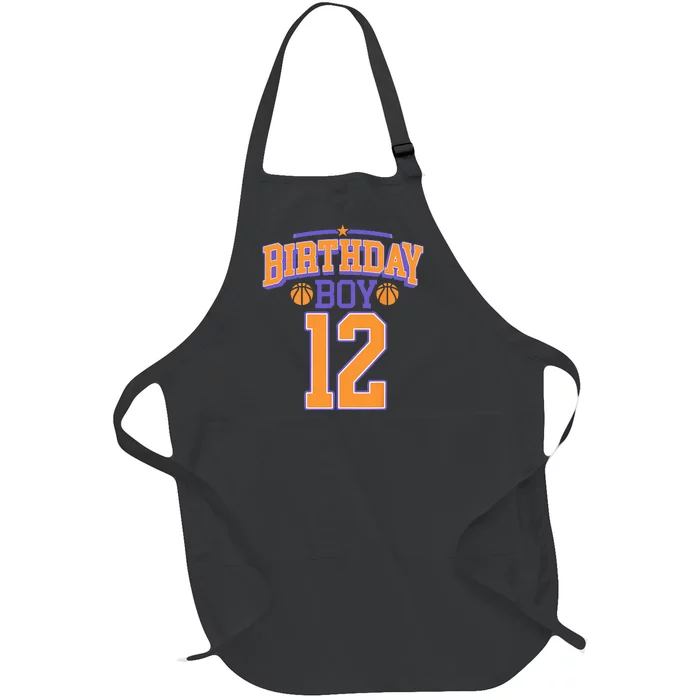 12th Birthday Boy Basketball Lover 12 Years Old Bday Full-Length Apron With Pocket