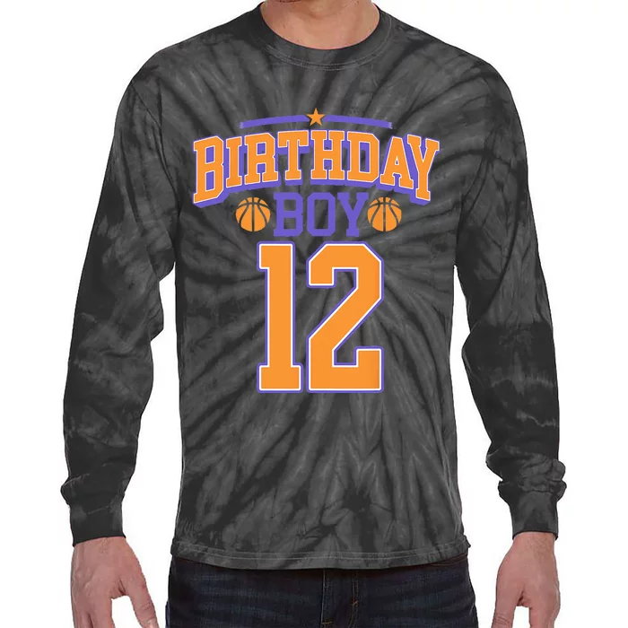 12th Birthday Boy Basketball Lover 12 Years Old Bday Tie-Dye Long Sleeve Shirt