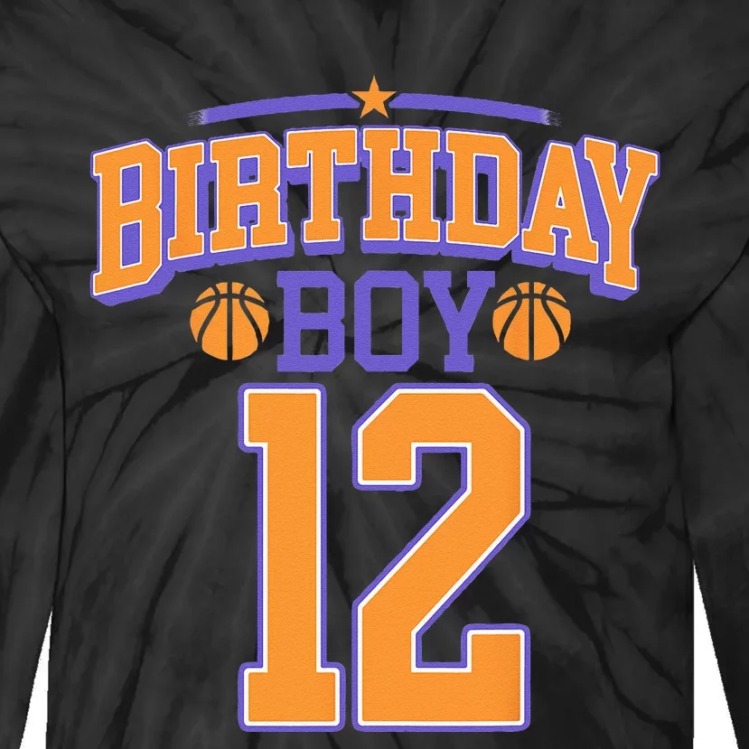 12th Birthday Boy Basketball Lover 12 Years Old Bday Tie-Dye Long Sleeve Shirt