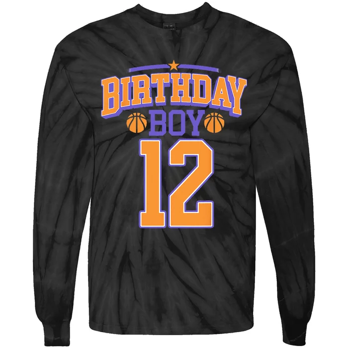 12th Birthday Boy Basketball Lover 12 Years Old Bday Tie-Dye Long Sleeve Shirt