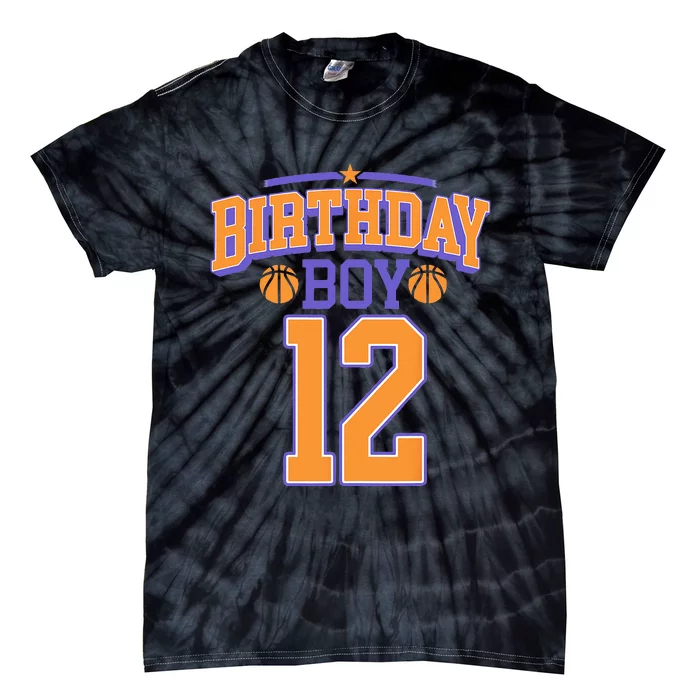 12th Birthday Boy Basketball Lover 12 Years Old Bday Tie-Dye T-Shirt