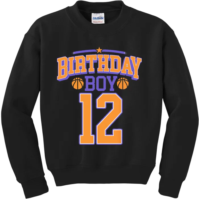 12th Birthday Boy Basketball Lover 12 Years Old Bday Kids Sweatshirt