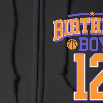 12th Birthday Boy Basketball Lover 12 Years Old Bday Full Zip Hoodie