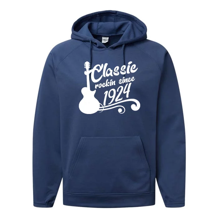 100th Birthday Classic Rockin Since 1924 Performance Fleece Hoodie