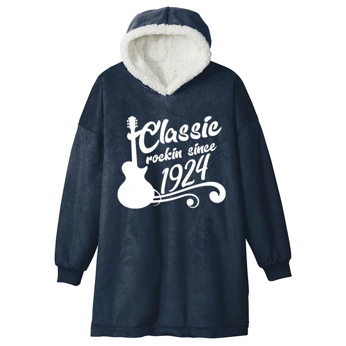 100th Birthday Classic Rockin Since 1924 Hooded Wearable Blanket