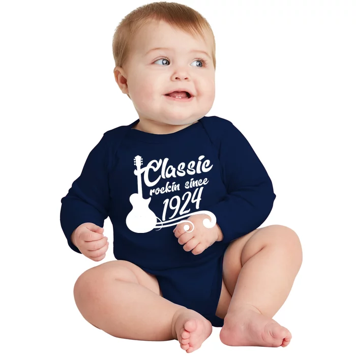 100th Birthday Classic Rockin Since 1924 Baby Long Sleeve Bodysuit