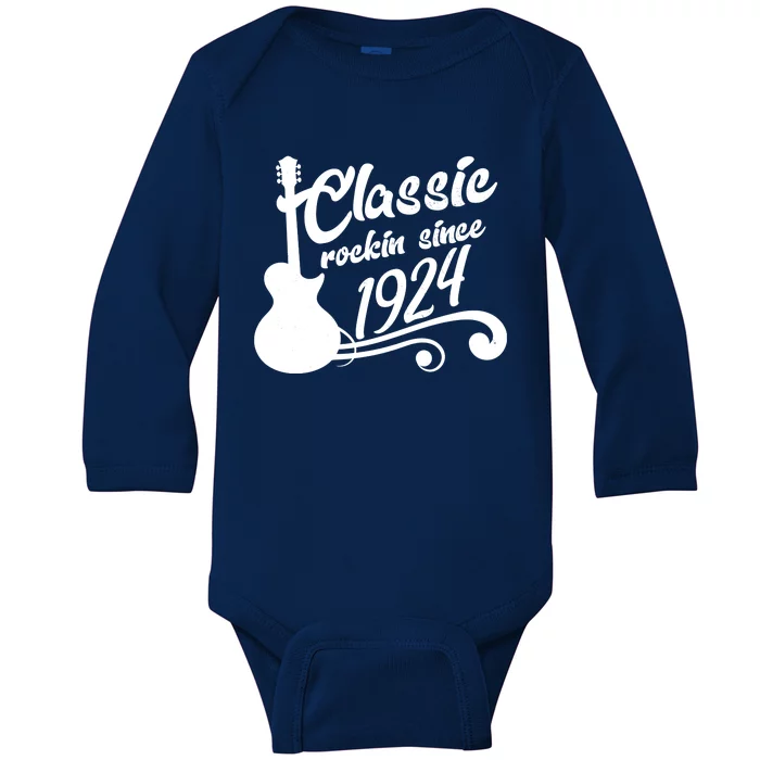 100th Birthday Classic Rockin Since 1924 Baby Long Sleeve Bodysuit