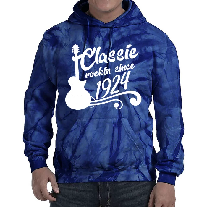 100th Birthday Classic Rockin Since 1924 Tie Dye Hoodie