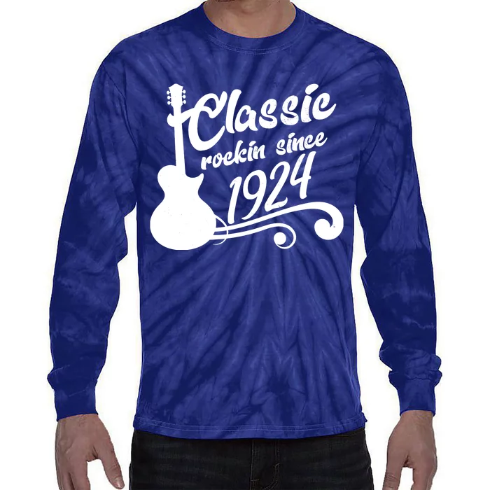 100th Birthday Classic Rockin Since 1924 Tie-Dye Long Sleeve Shirt