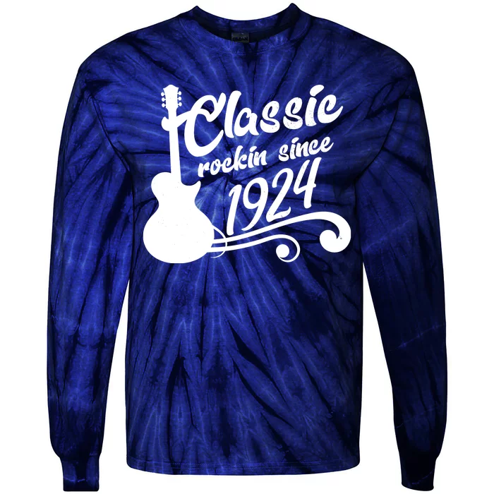 100th Birthday Classic Rockin Since 1924 Tie-Dye Long Sleeve Shirt