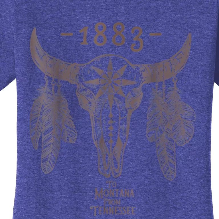 1883 Boho Cow Skull Cute Country Western Yellow Stone Women's T-Shirt