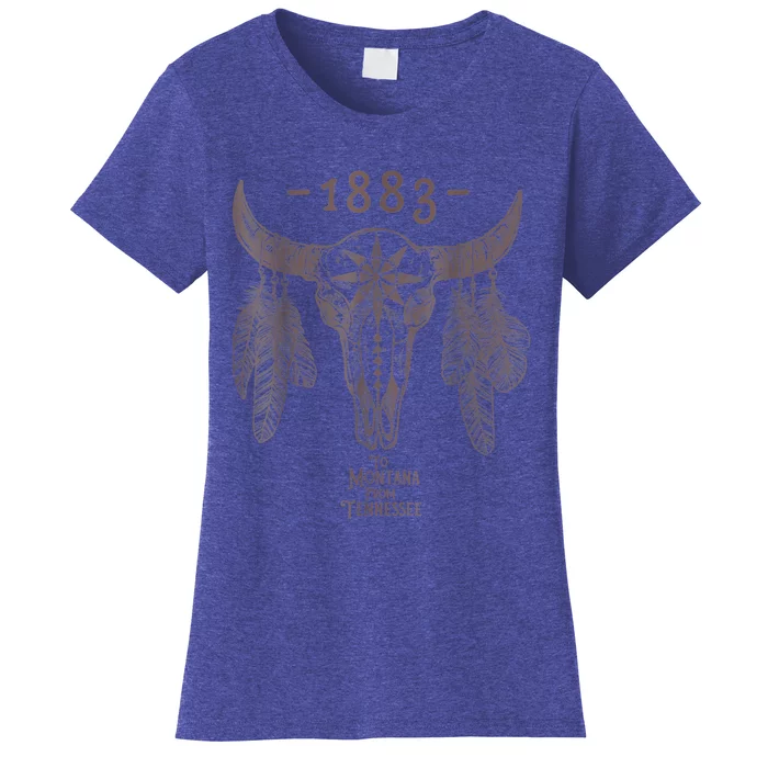 1883 Boho Cow Skull Cute Country Western Yellow Stone Women's T-Shirt