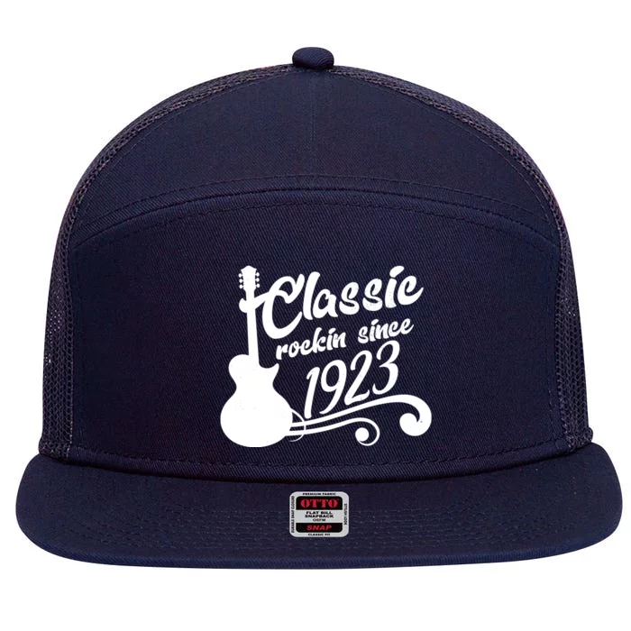 100th Birthday Classic Rockin Since 1923 7 Panel Mesh Trucker Snapback Hat