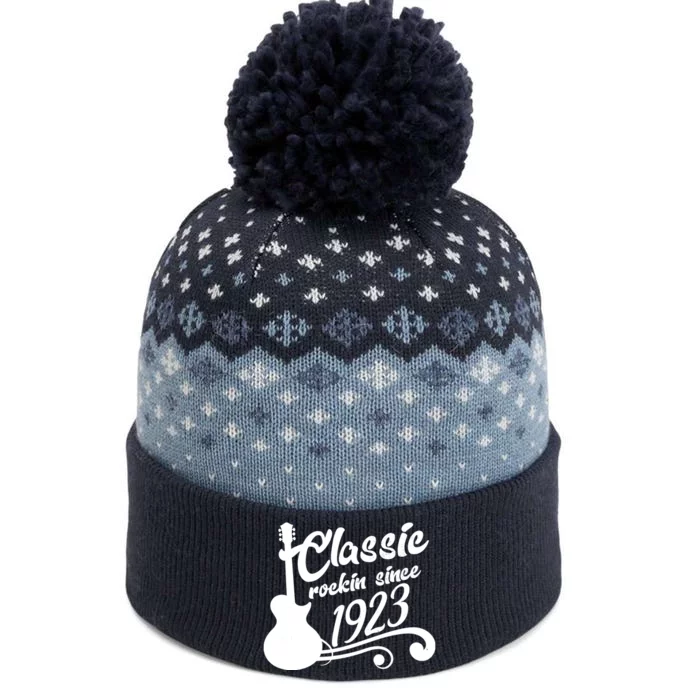 100th Birthday Classic Rockin Since 1923 The Baniff Cuffed Pom Beanie