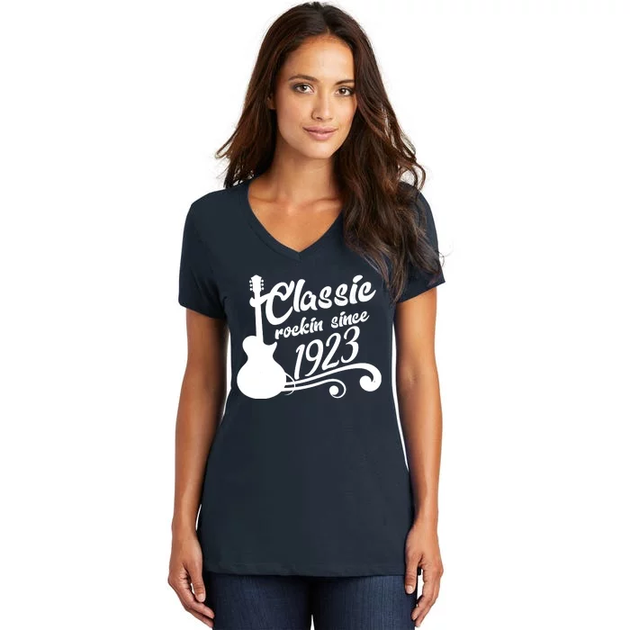 100th Birthday Classic Rockin Since 1923 Women's V-Neck T-Shirt