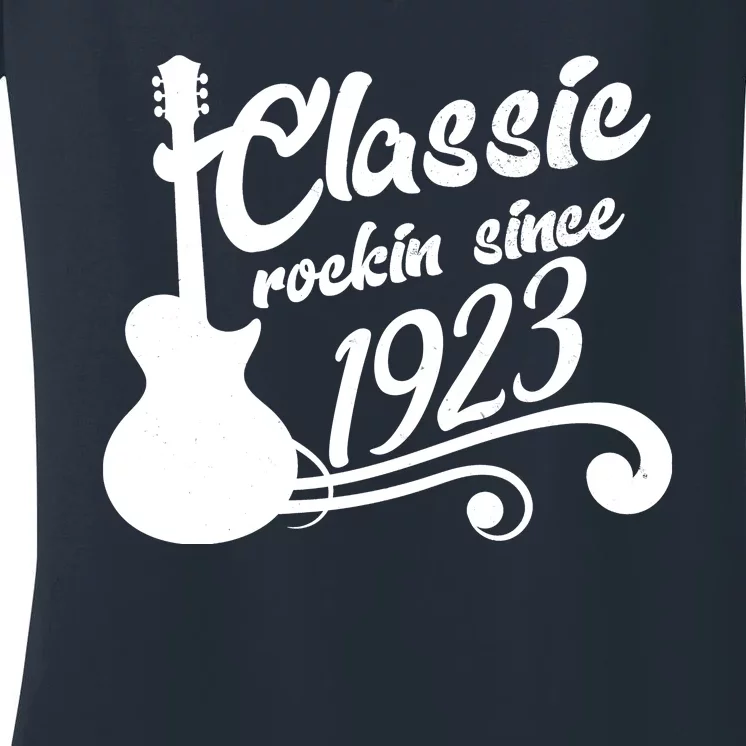 100th Birthday Classic Rockin Since 1923 Women's V-Neck T-Shirt