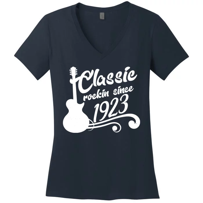 100th Birthday Classic Rockin Since 1923 Women's V-Neck T-Shirt