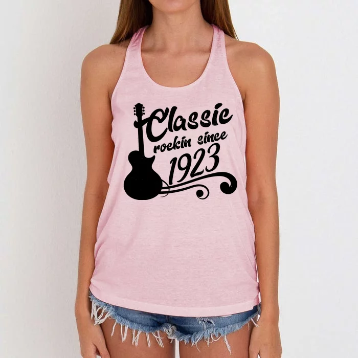 100th Birthday Classic Rockin Since 1923 Women's Knotted Racerback Tank