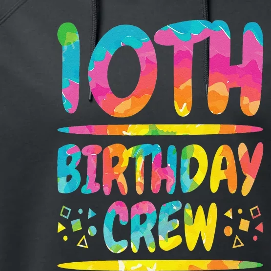 10th Birthday Crew Family, 10th Birthday Party Friends Group Performance Fleece Hoodie