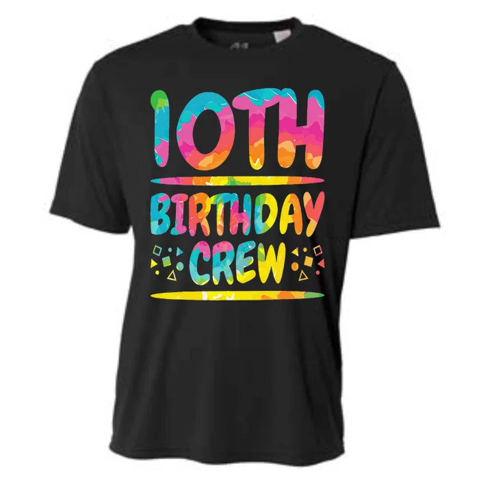 10th Birthday Crew Family, 10th Birthday Party Friends Group Cooling Performance Crew T-Shirt