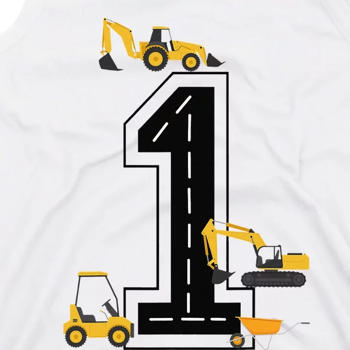 1st Birthday Crane Excavator Truck 1 Year Old Diggers Tank Top