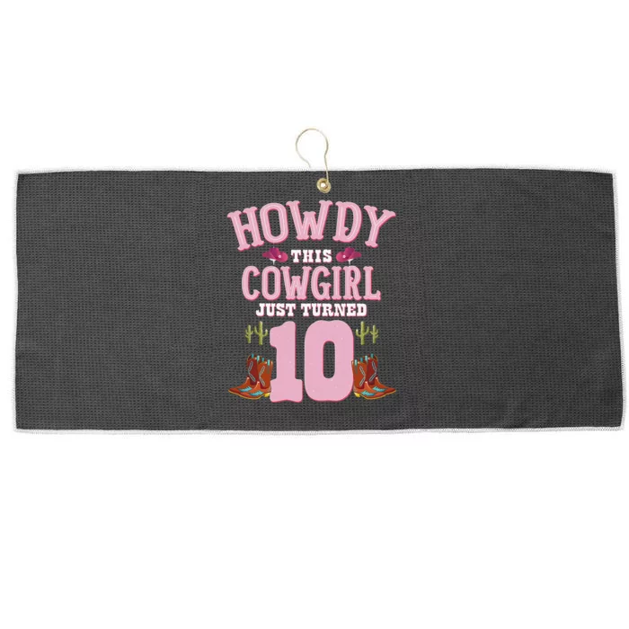 10th Birthday Cow Howdy Western Themed Birthday Large Microfiber Waffle Golf Towel