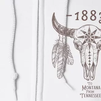 1883 Boho Cow Skull Cute Country Western Yellowstone Graphic Full Zip Hoodie