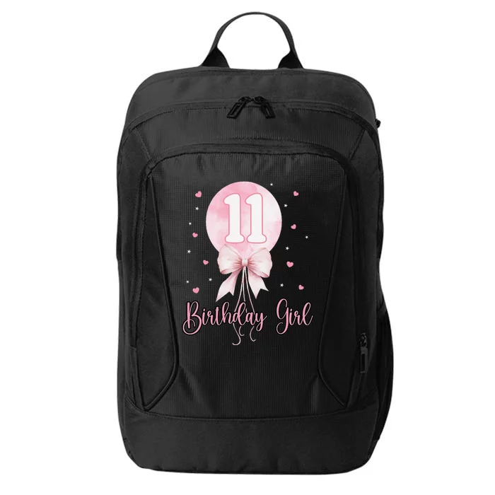 11th Birthday Coquette Pin.K Bow Balloon 11 Yrs Old Bday City Backpack