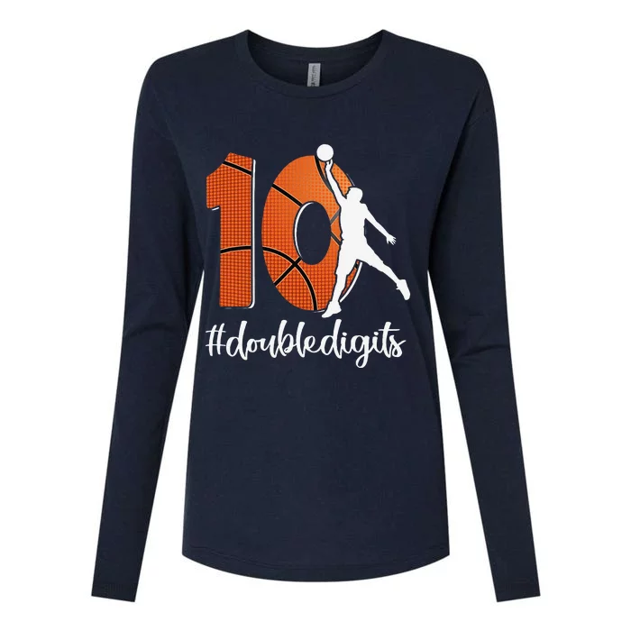 10th Birthday Double Digits Ten Basketball Womens Cotton Relaxed Long Sleeve T-Shirt