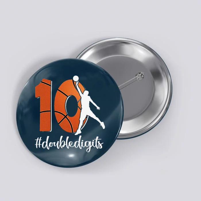 10th Birthday Double Digits Ten Basketball Button