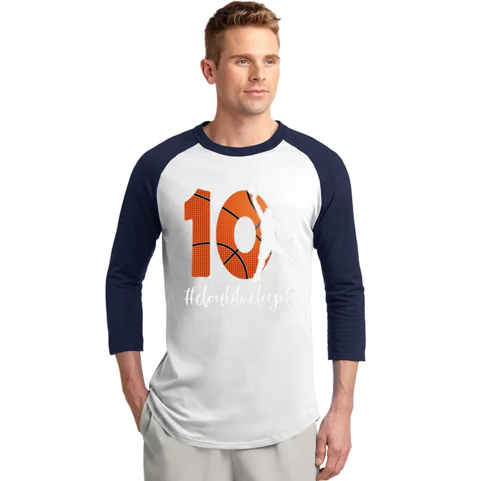 10th Birthday Double Digits Ten Basketball Baseball Sleeve Shirt