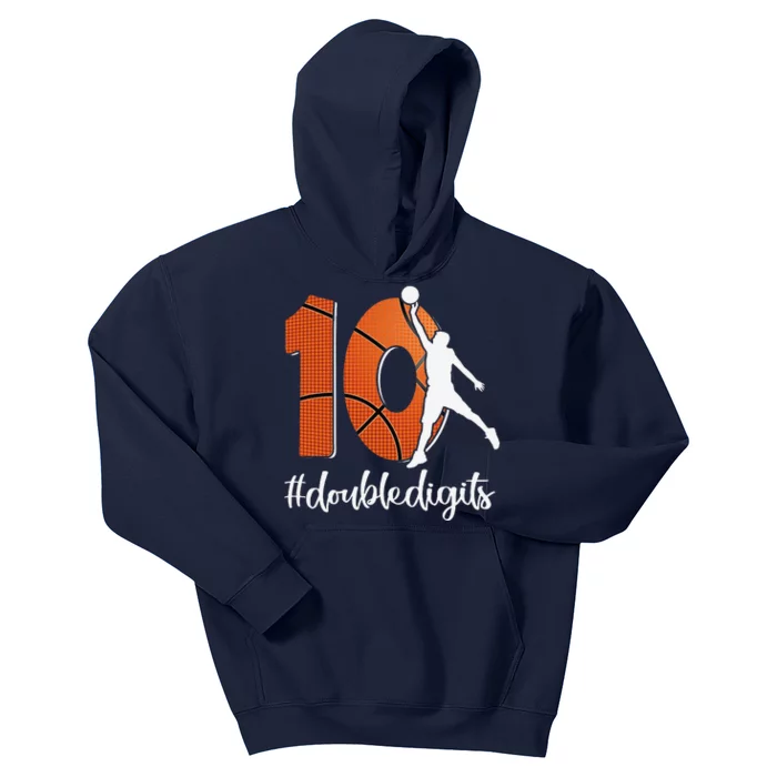 10th Birthday Double Digits Ten Basketball Kids Hoodie