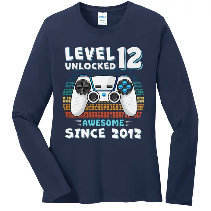 12th Birthday Decoration Boy 12yr 12 Year Old Birthday Ladies Long Sleeve Shirt