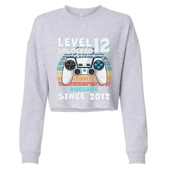 12th Birthday Decoration Boy 12yr 12 Year Old Birthday Cropped Pullover Crew